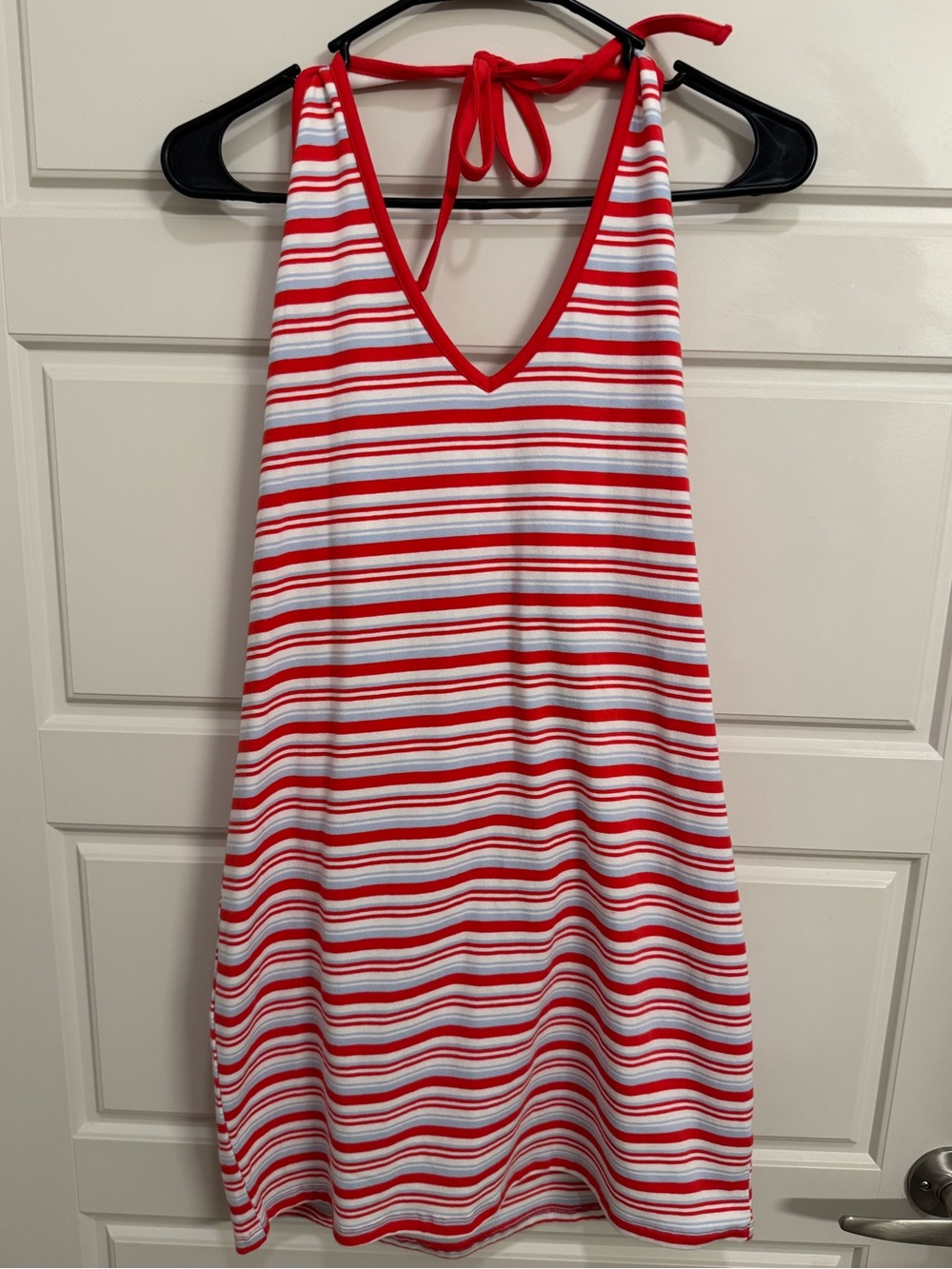 wild fable Red & White & Blue Striped Halter Open Back Dress - Picture 2 of 10